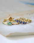 18K Gold Bezel - Set Marquise Blue - Green Tourmaline "Rock" Ring on Knife Edge Band - Peridot Fine Jewelry - Ali Dumont