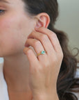 18K Gold Bezel - Set Marquise Blue - Green Tourmaline "Rock" Ring on Knife Edge Band - Peridot Fine Jewelry - Ali Dumont