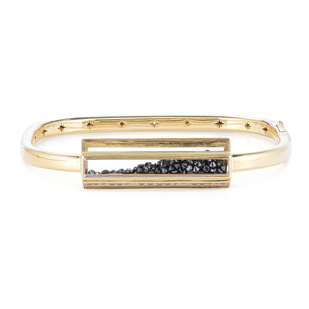 18K Gold Black Diamond &quot;Shake&quot; Bangle - Peridot Fine Jewelry - Moritz Glik