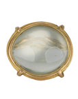 18K Gold Cage - Set Cabochon Sage Moonstone Ring - Peridot Fine Jewelry - Rosanne Pugliese