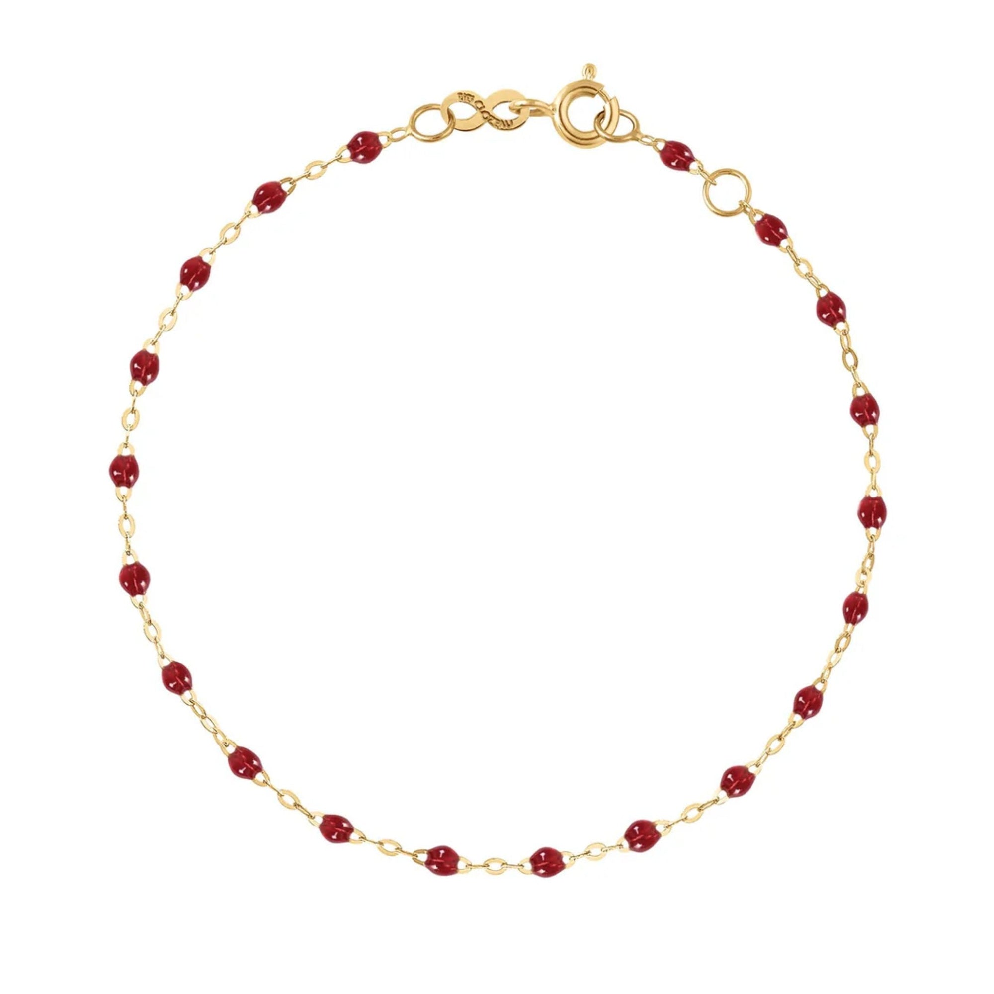 18K Gold "Cherry" Red Resin Beaded "Classic" Bracelet - Peridot Fine Jewelry - Gigi Clozeau