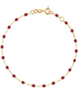 18K Gold "Cherry" Red Resin Beaded "Classic" Bracelet - Peridot Fine Jewelry - Gigi Clozeau