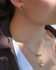 18K Gold Cluster Studs With Geometric Shaped Sapphires & Apatites - Peridot Fine Jewelry - Ali Dumont