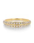 18K Gold Crescent Ring with Two Rows of Pave Diamonds - Peridot Fine Jewelry - Lizzie Mandler