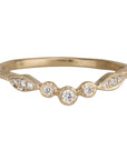 18K Gold Curved "Leaf" Ring with Bezel - Set Round & Marquise Diamonds - Peridot Fine Jewelry - Yasuko Azuma