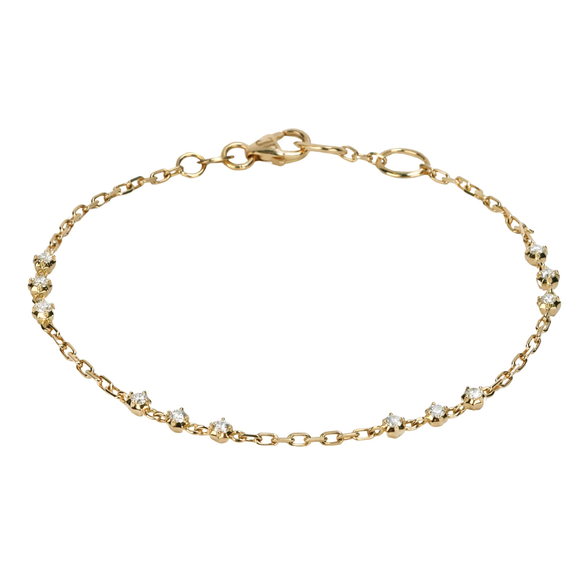 18K Gold &amp; Diamond &quot;Sophisticate Station&quot; Chain Bracelet - Peridot Fine Jewelry - Jade Trau