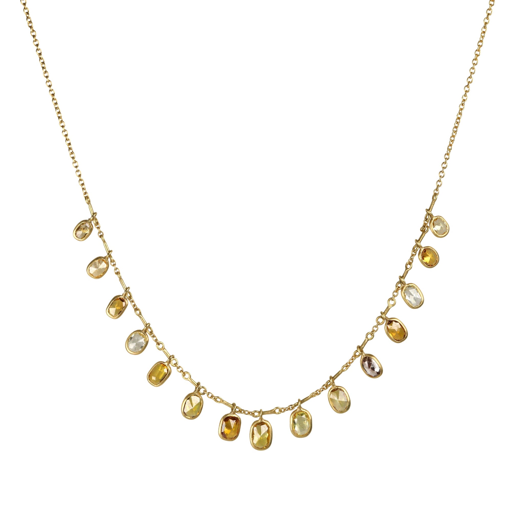 18K Gold Fancy - Colored Diamond Demi Fringe Necklace - Peridot Fine Jewelry - Kothari