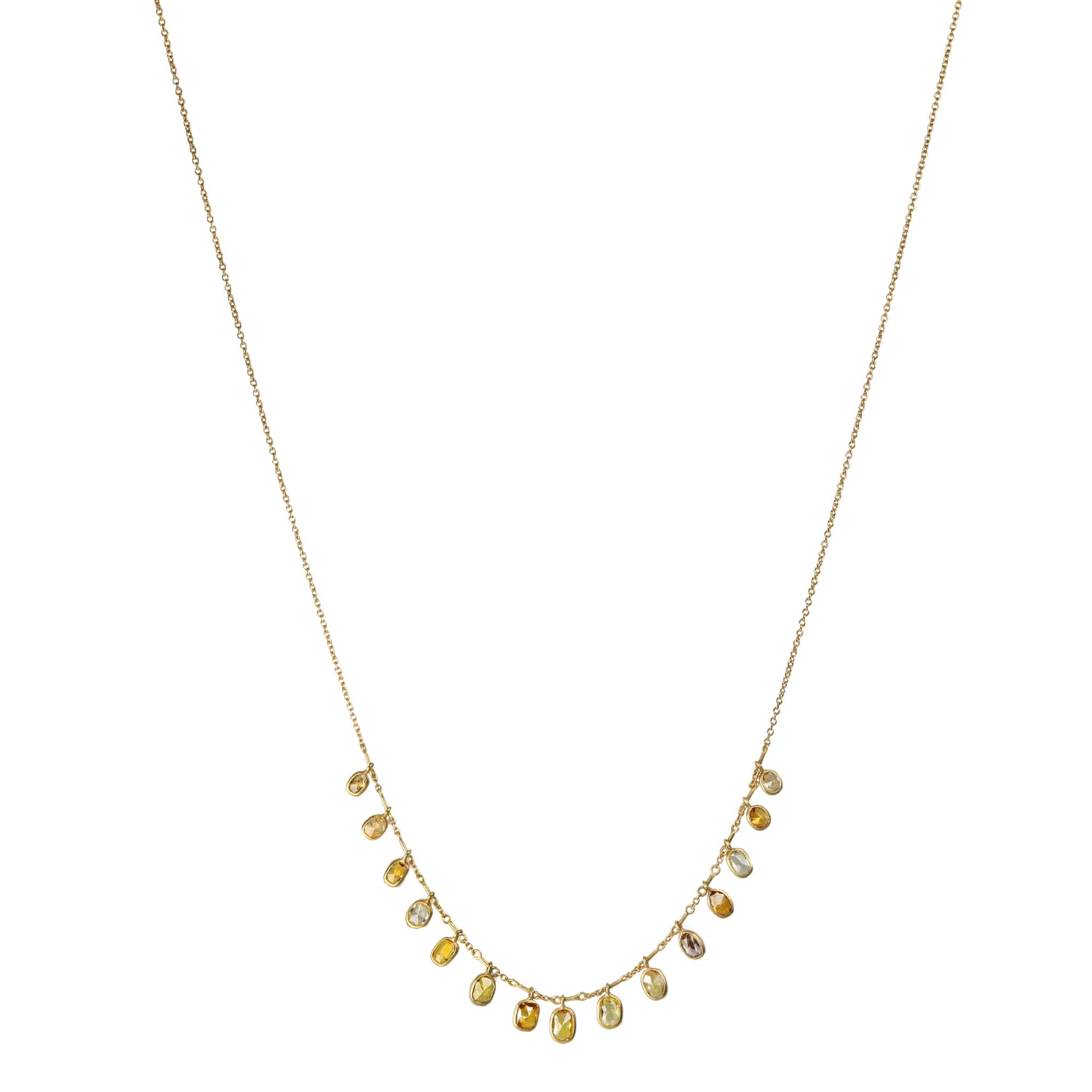 18K Gold Fancy - Colored Diamond Demi Fringe Necklace - Peridot Fine Jewelry - Kothari