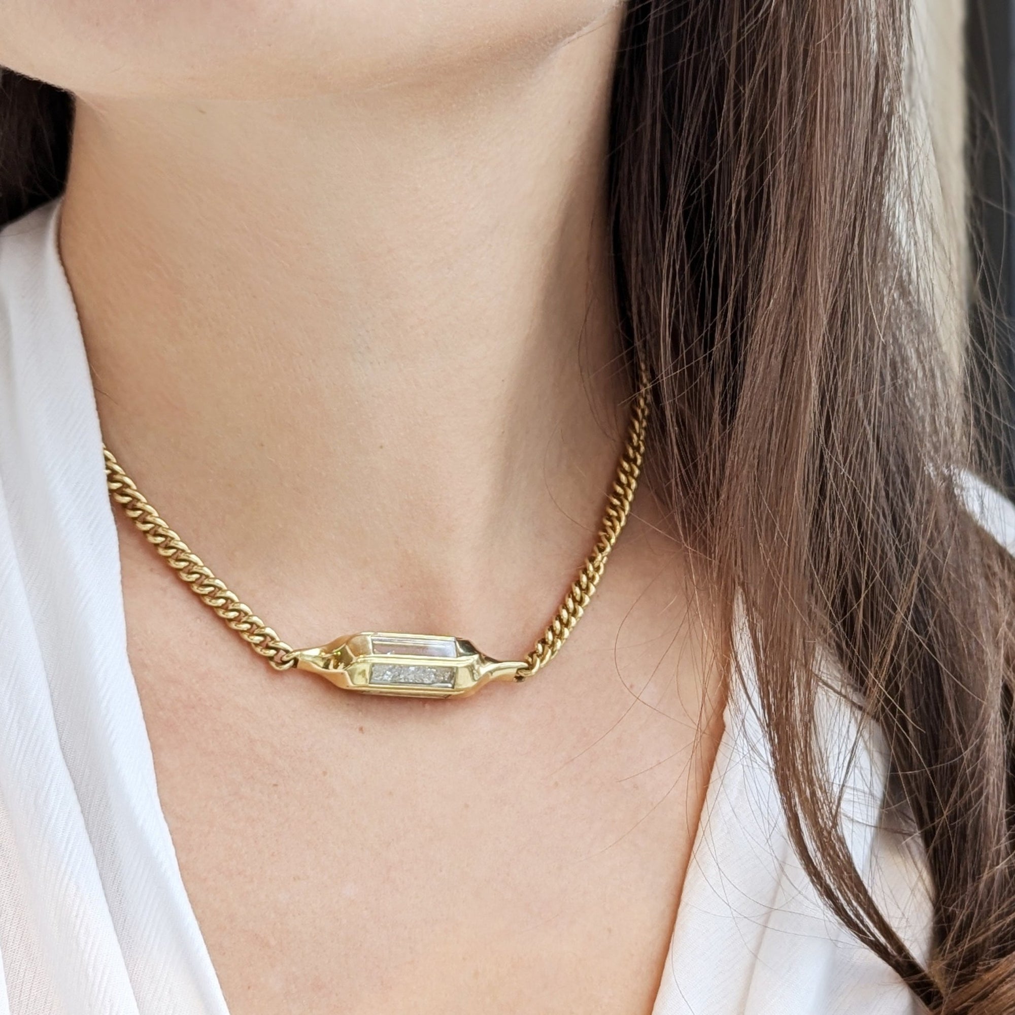 18K Gold &quot;Farol&quot; Diamond &quot;Shake&quot; Choker - Peridot Fine Jewelry - Moritz Glik