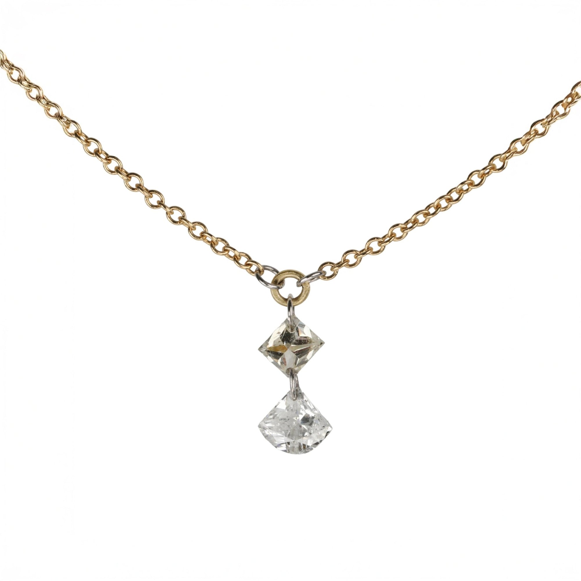 18K Gold Free - Set Square and Fan Shaped Diamond Necklace - Peridot Fine Jewelry - TAP by Todd Pownell