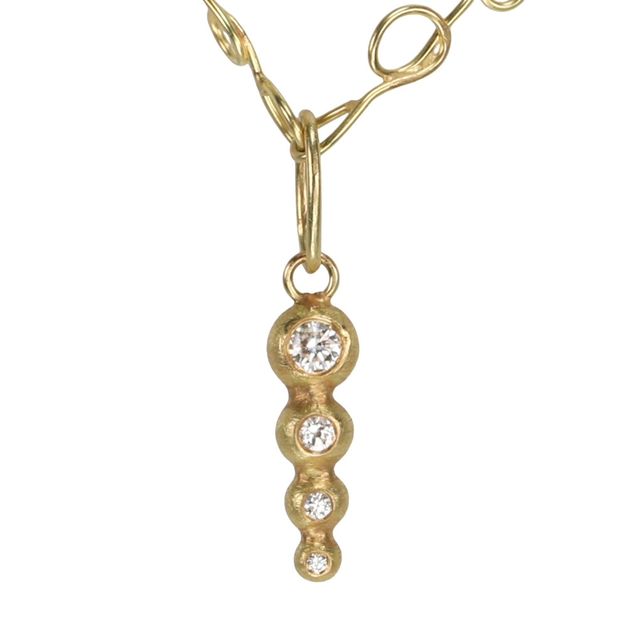 18K Gold &amp; Graduated Diamond &quot;Bubble&quot; Pendant - Peridot Fine Jewelry - Petra Class