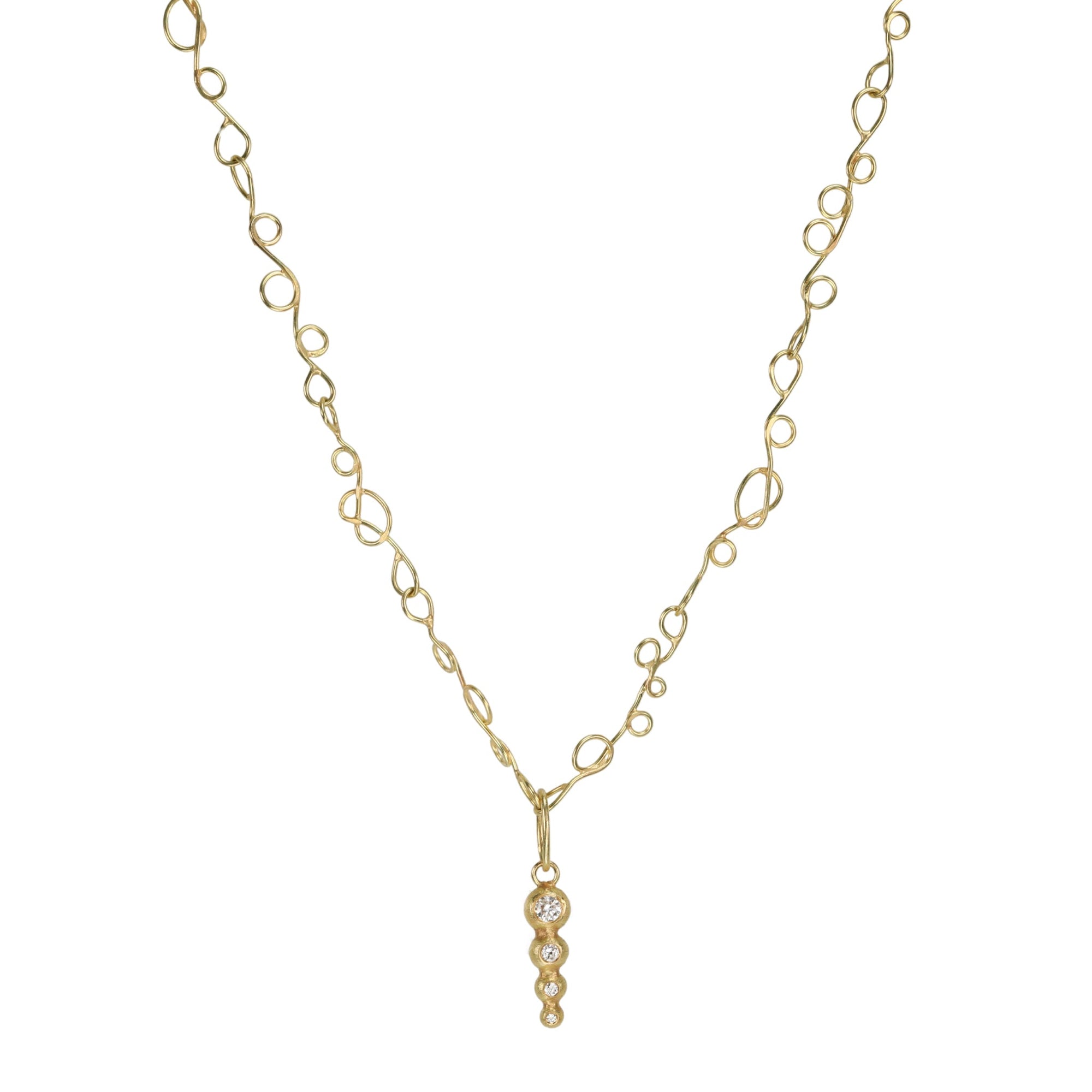 18K Gold &amp; Graduated Diamond &quot;Bubble&quot; Pendant - Peridot Fine Jewelry - Petra Class