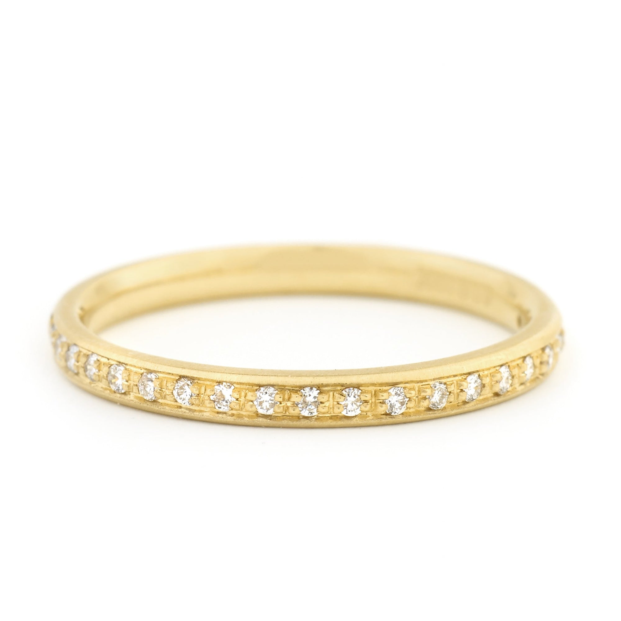 18K Gold Half Pave Diamond Ring - Peridot Fine Jewelry - Anne Sportun