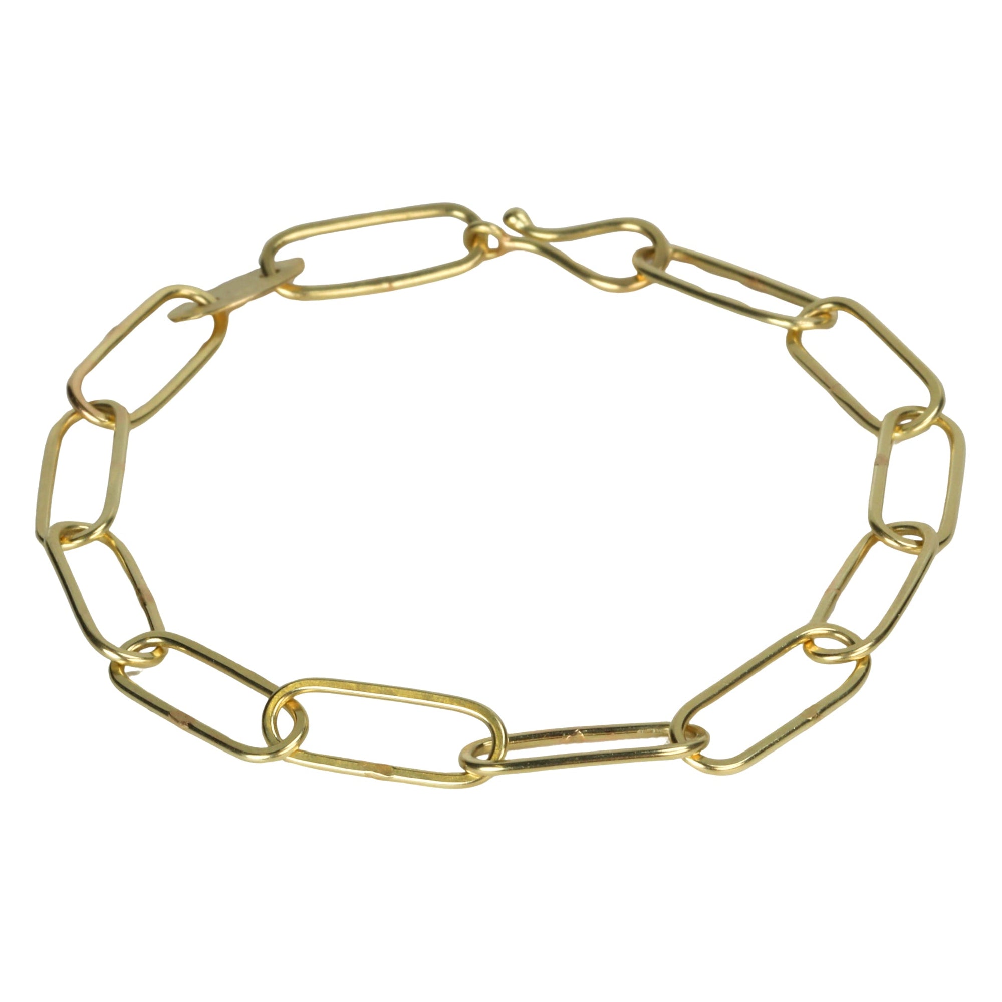 18K Gold Handmade Rectangular Link Bracelet with Disk Detail - Peridot Fine Jewelry - Petra Class