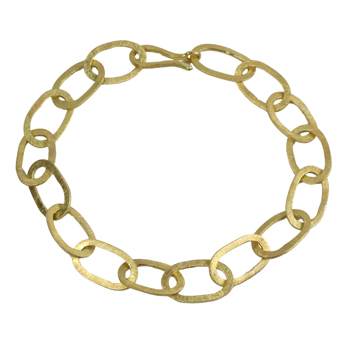 18K Gold Handmade Rolled Oval Link Bracelet - Peridot Fine Jewelry - Petra Class