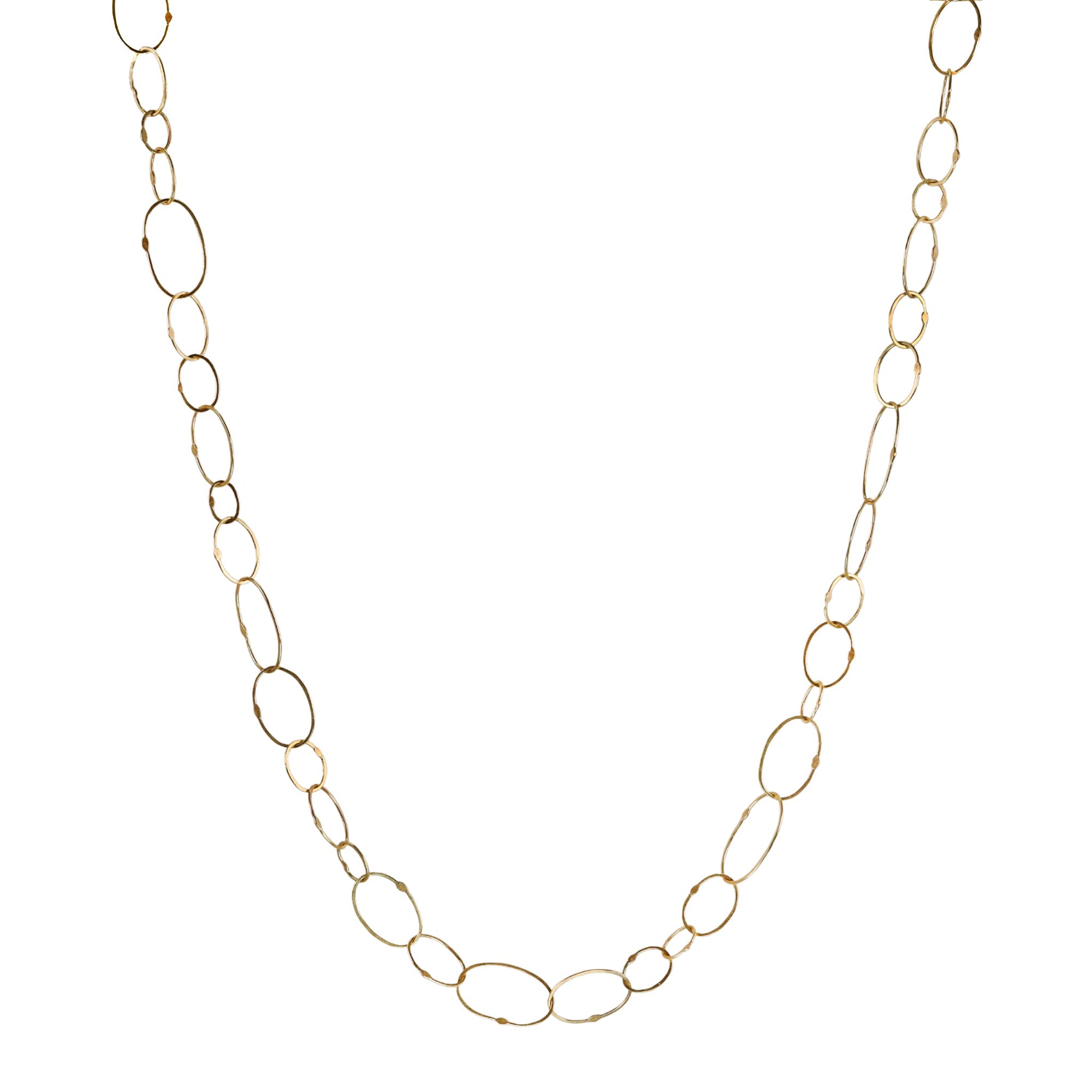 18K Gold Handmade Varied Oval Link Chain - Peridot Fine Jewelry - Petra Class