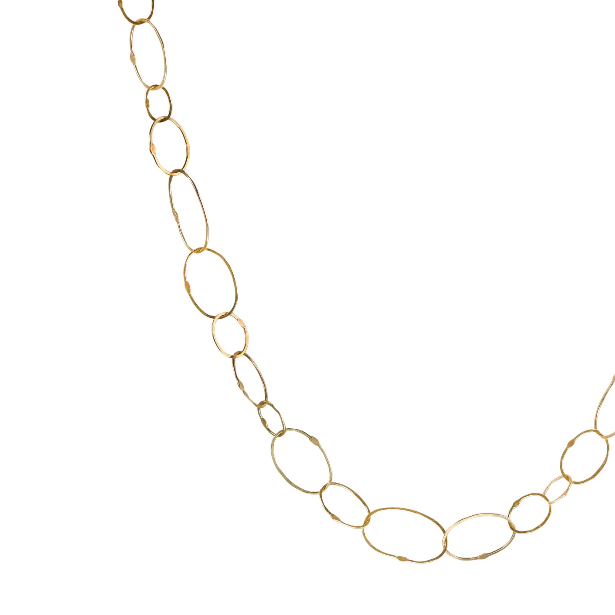 18K Gold Handmade Varied Oval Link Chain - Peridot Fine Jewelry - Petra Class