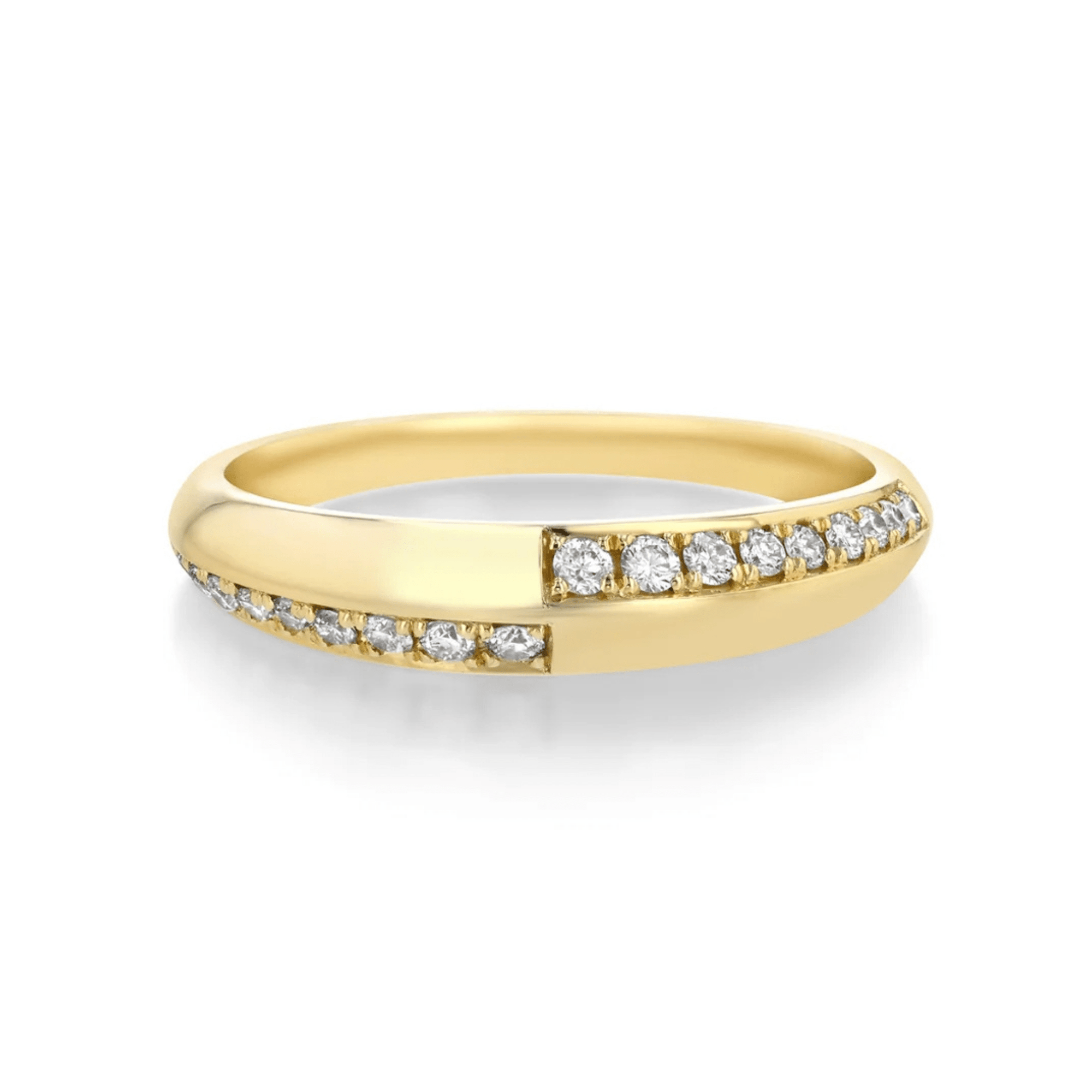 18K Gold Knife Edge Crescent Ring with Switch Pave Diamonds - Peridot Fine Jewelry - Lizzie Mandler