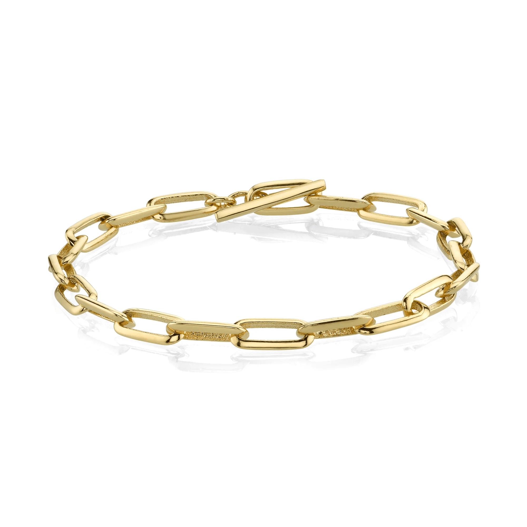 18K Gold Knife Edge Link Bracelet with Toggle Clasp - Peridot Fine Jewelry - Lizzie Mandler
