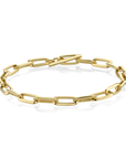 18K Gold Knife Edge Link Bracelet with Toggle Clasp - Peridot Fine Jewelry - Lizzie Mandler