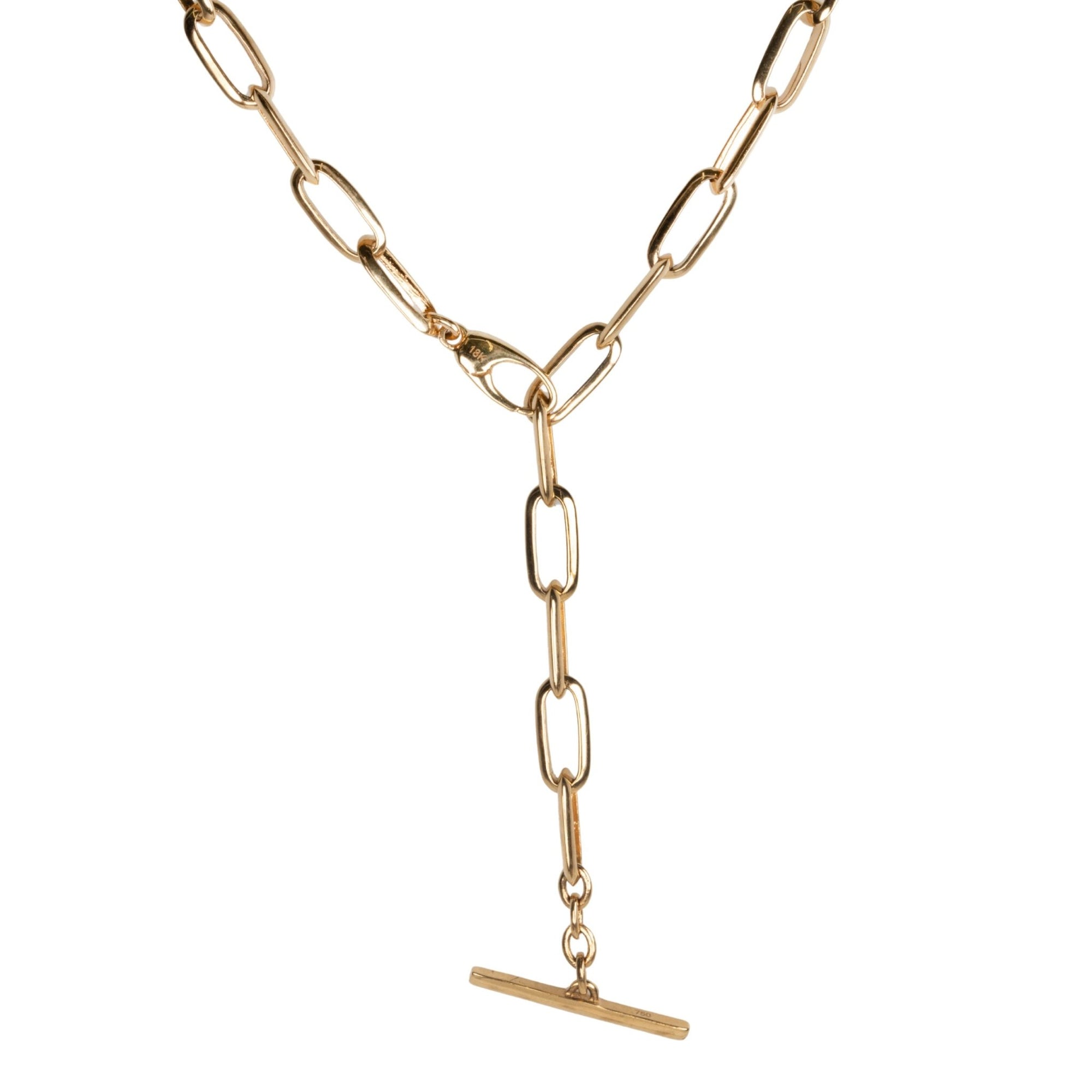 18K Gold Knife Edge Oval Link Chain Necklace - Peridot Fine Jewelry - Lizzie Mandler