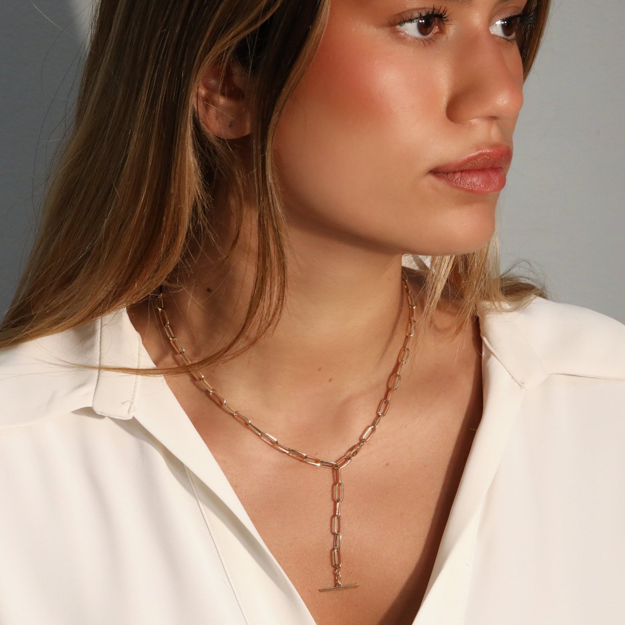 18K Gold Knife Edge Oval Link Chain Necklace - Peridot Fine Jewelry - Lizzie Mandler