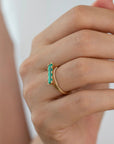 18K Gold Lab Grown Emerald Long Baguette Statement Ring - Peridot Fine Jewelry - Artemer