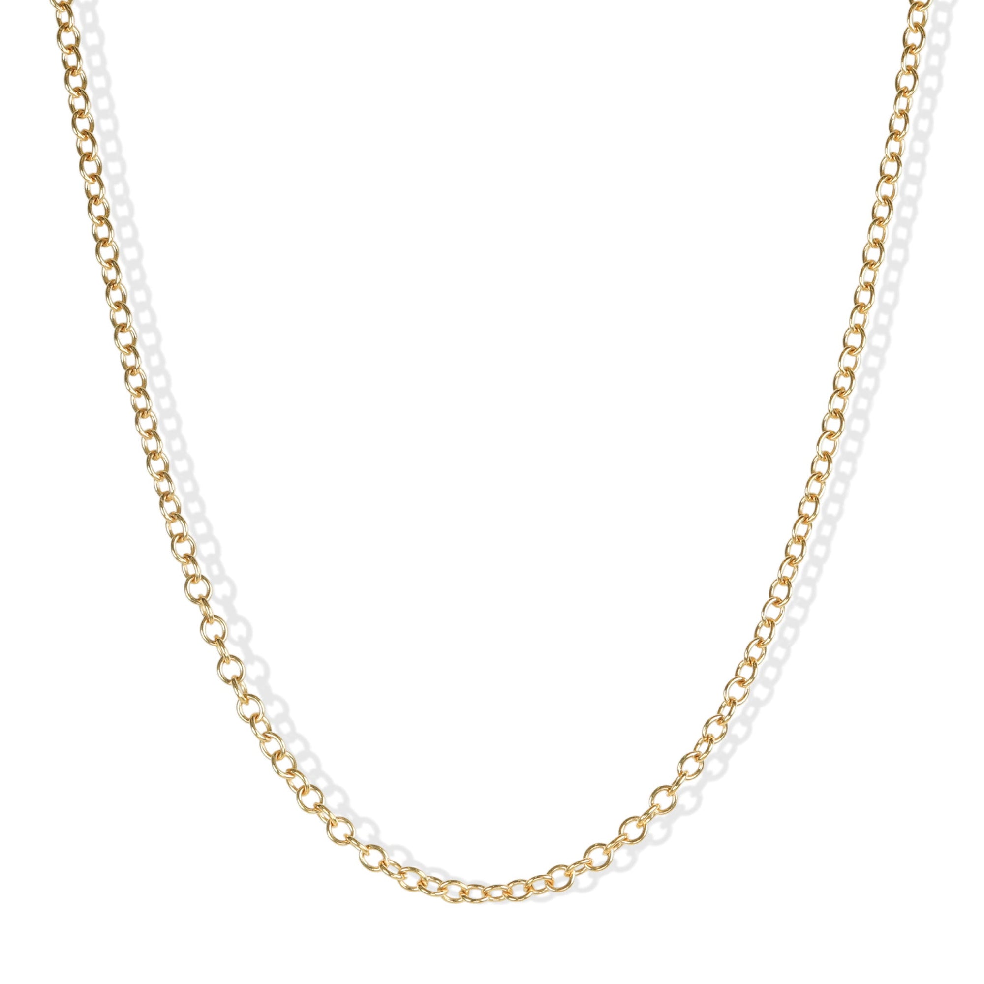 18K Gold Large &quot;Airy&quot; Cable Chain in 32&quot; - Peridot Fine Jewelry - Caroline Ellen