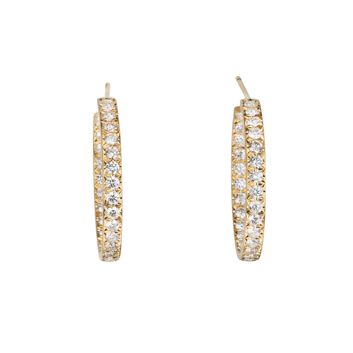 18K Gold Large Pave Diamond Hoop Earrings - Peridot Fine Jewelry - Caroline Ellen