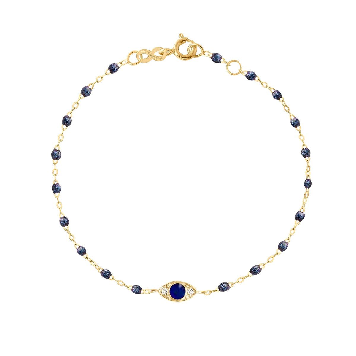 18K Gold &amp; Midnight Resin &quot;Eye Sparkle&quot; Bracelet with Diamond - Peridot Fine Jewelry - Gigi Clozeau