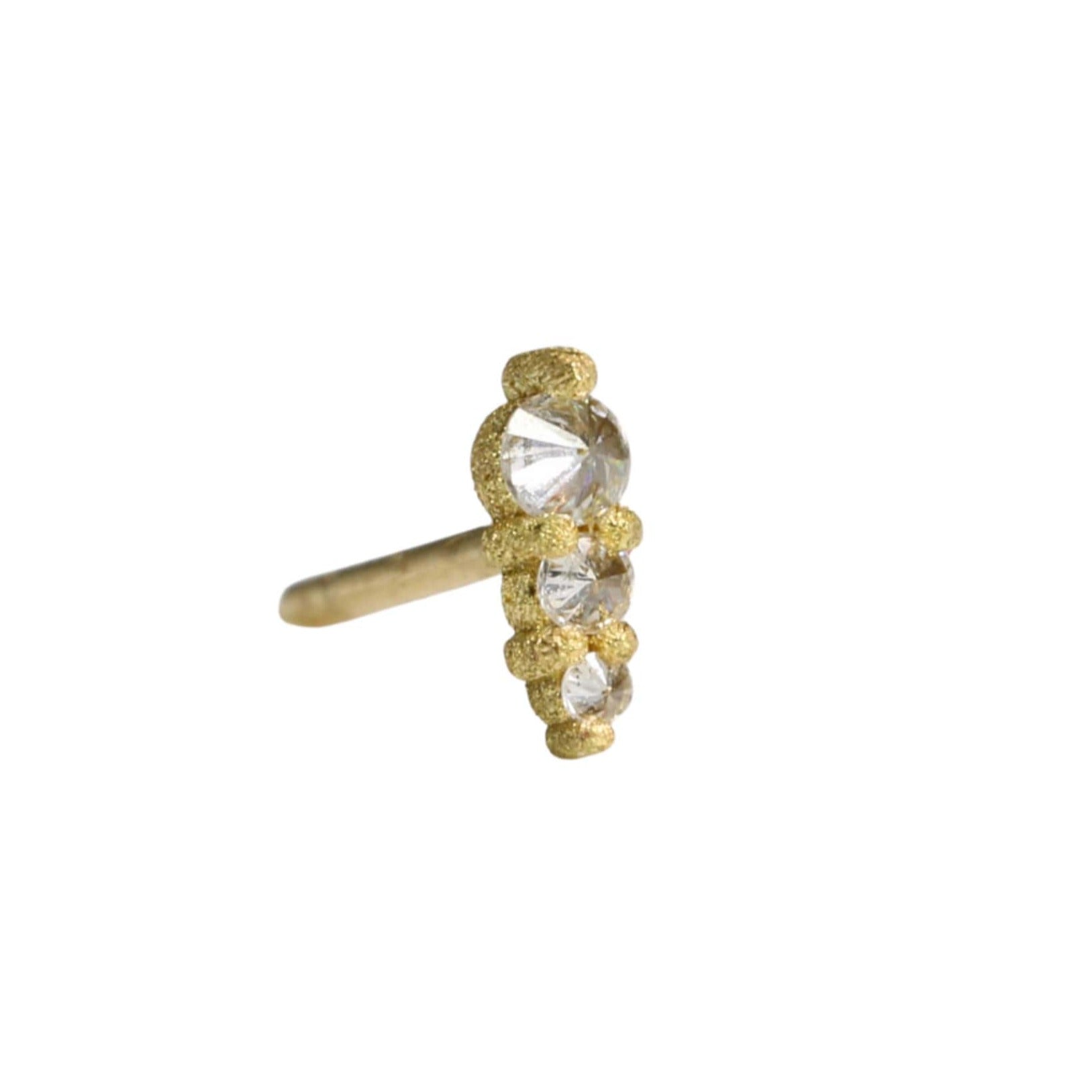 18K Gold Mini Prong-Set Three Graduated Inverted Diamond Stud - Peridot Fine Jewelry - TAP by Todd Pownell