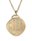 18K Gold & Mixed Cut Diamond Large Organic Convex Medallion Pendant - Peridot Fine Jewelry - Ali Dumont