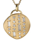 18K Gold & Mixed Cut Diamond Large Organic Convex Medallion Pendant - Peridot Fine Jewelry - Ali Dumont