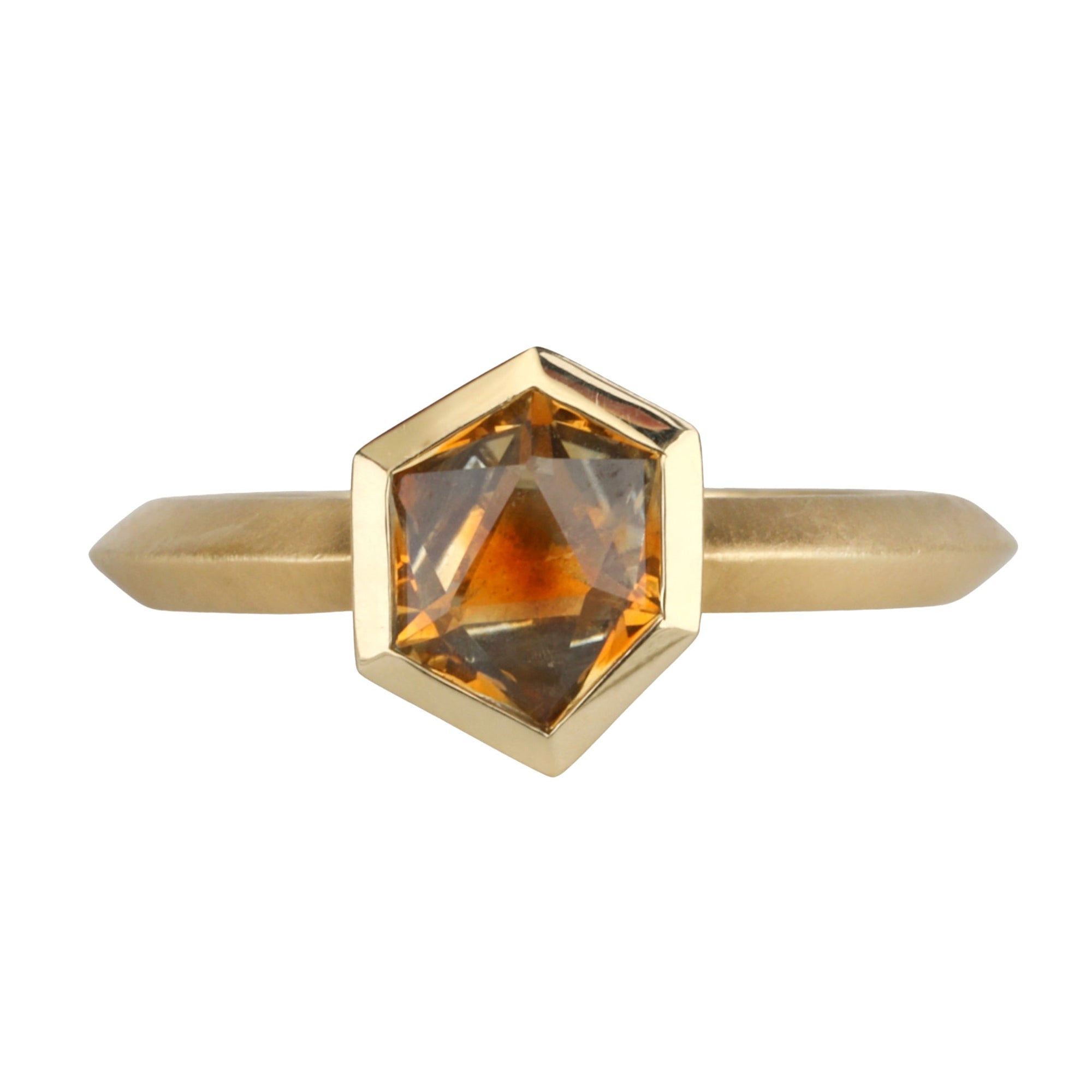18K Gold &amp; Orange Sapphire &quot;Rock Ring&quot; on Knife Edge Band - Peridot Fine Jewelry - Ali Dumont
