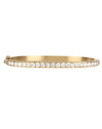 18K Gold Oval Hinged Bangle Bracelet with Single Row of Pave Diamonds - size MEDIUM - Peridot Fine Jewelry - Caroline Ellen