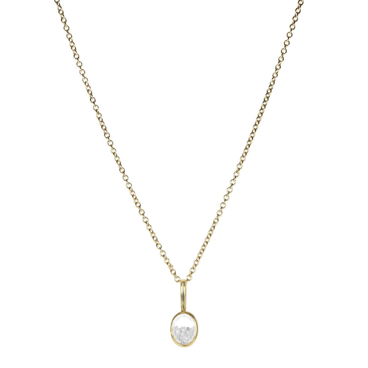 18K Gold Oval Shaped &quot;Oh&quot; Diamond &quot;Shake&quot; Charm - Peridot Fine Jewelry - Moritz Glik