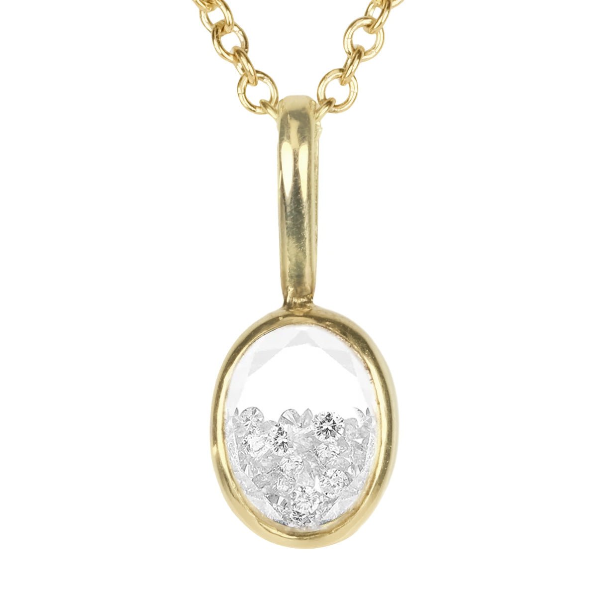 18K Gold Oval Shaped &quot;Oh&quot; Diamond &quot;Shake&quot; Charm - Peridot Fine Jewelry - Moritz Glik