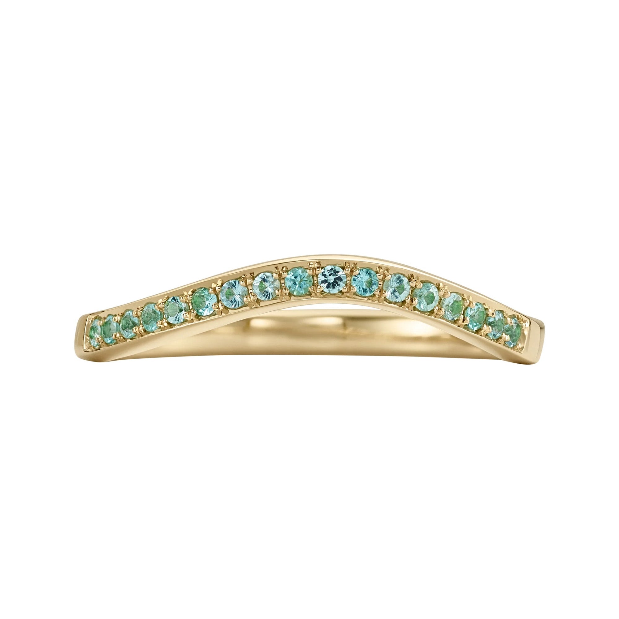 18K Gold Paraiba Tourmaline Curved Stacking Ring - Peridot Fine Jewelry - Artemer