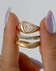 18K Gold Paraiba Tourmaline Curved Stacking Ring - Peridot Fine Jewelry - Artemer