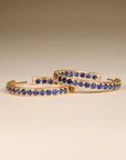 18K Gold & Pave Blue Sapphire Hoop Earrings - Peridot Fine Jewelry - Caroline Ellen