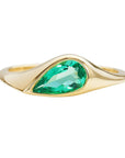 18K Gold Pear Shaped Emerald Solitaire Ring - Peridot Fine Jewelry - Artemer