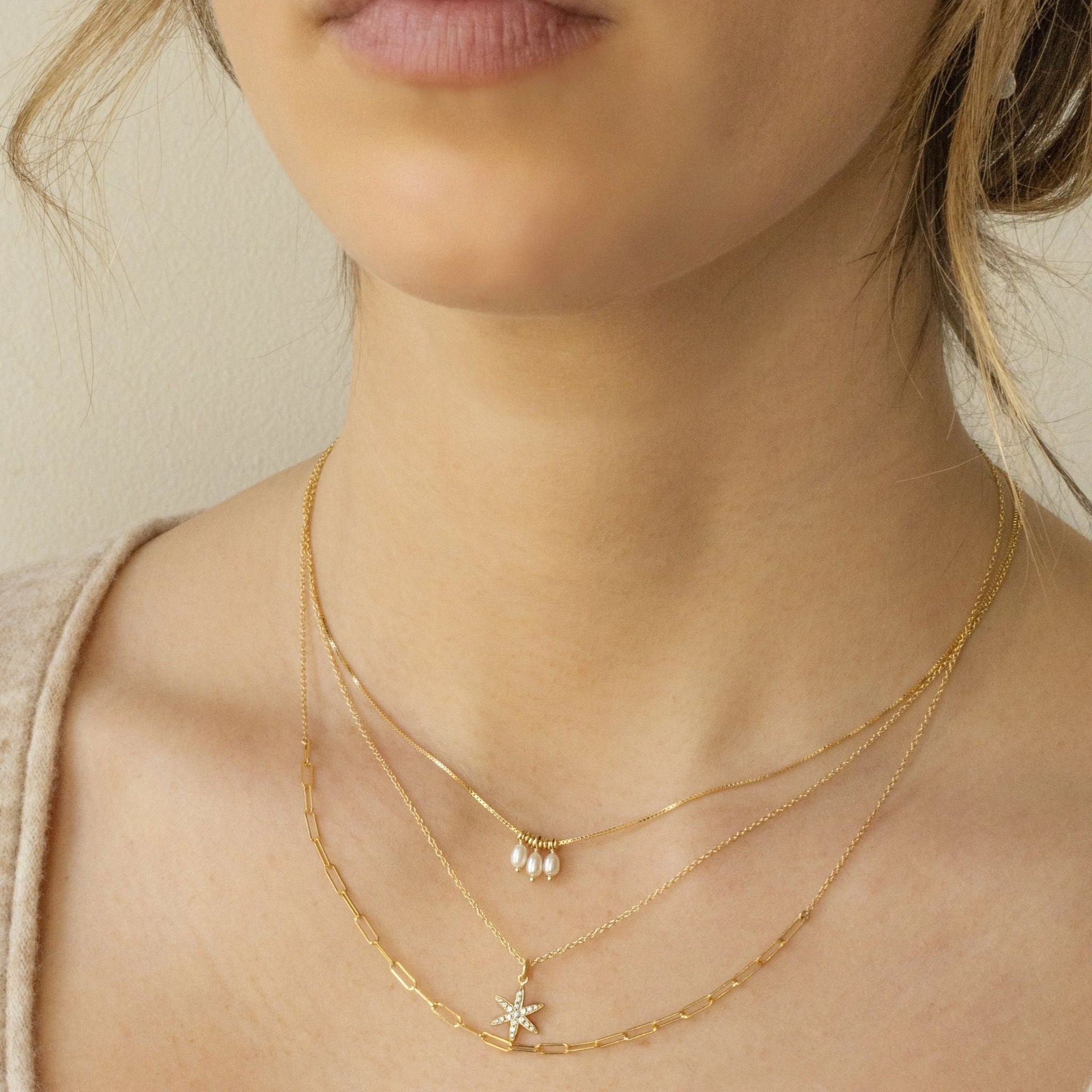 18K Gold "Pearl Trio" Necklace - Peridot Fine Jewelry - Anne Sportun