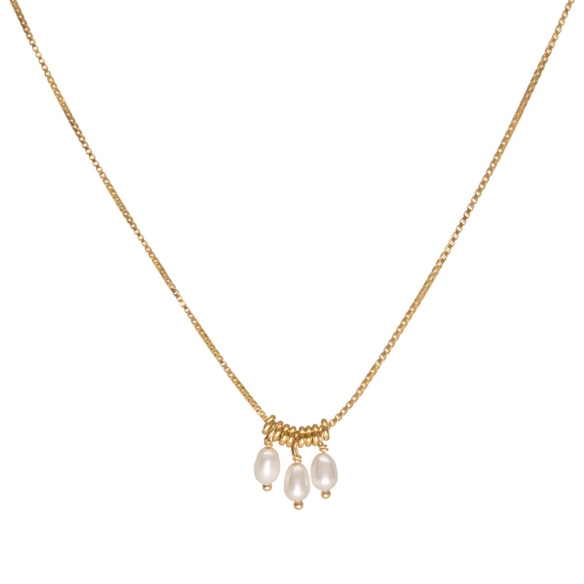 18K Gold "Pearl Trio" Necklace - Peridot Fine Jewelry - Anne Sportun
