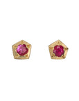 18K Gold Pentagon Ruby Stud Earrings - Peridot Fine Jewelry - Annie Fensterstock