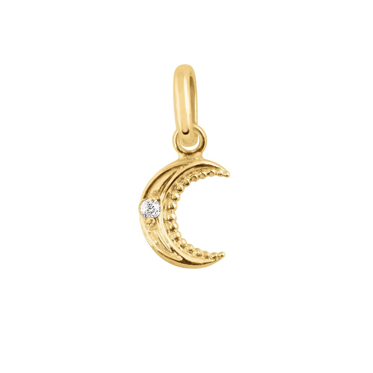 18K Gold &quot;Petite Moon&quot; Charm with Diamond Detail - Peridot Fine Jewelry - Gigi Clozeau