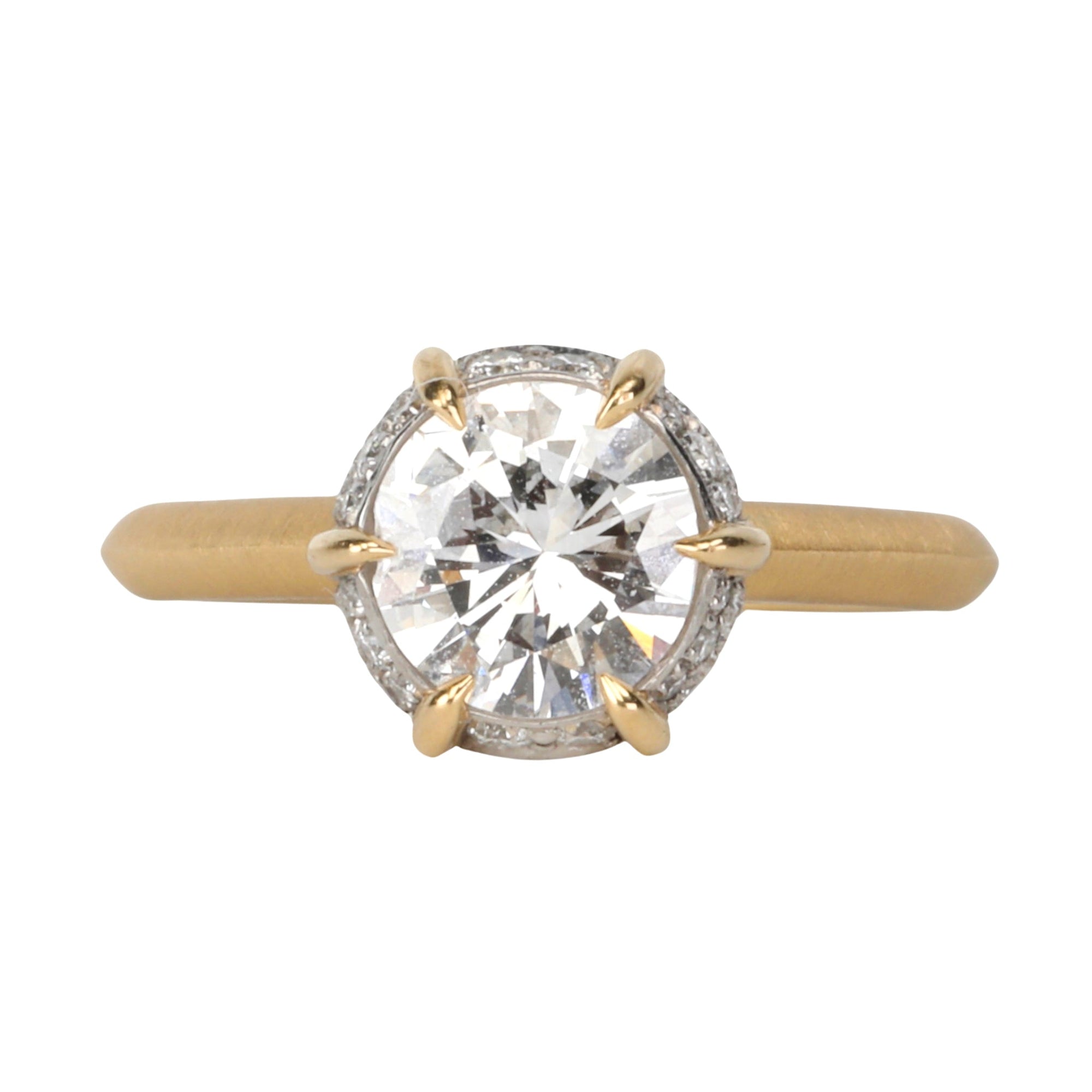 18K Gold &amp; Platinum Scarlett Round Solitaire Ring Mount - Peridot Fine Jewelry - Jade Trau