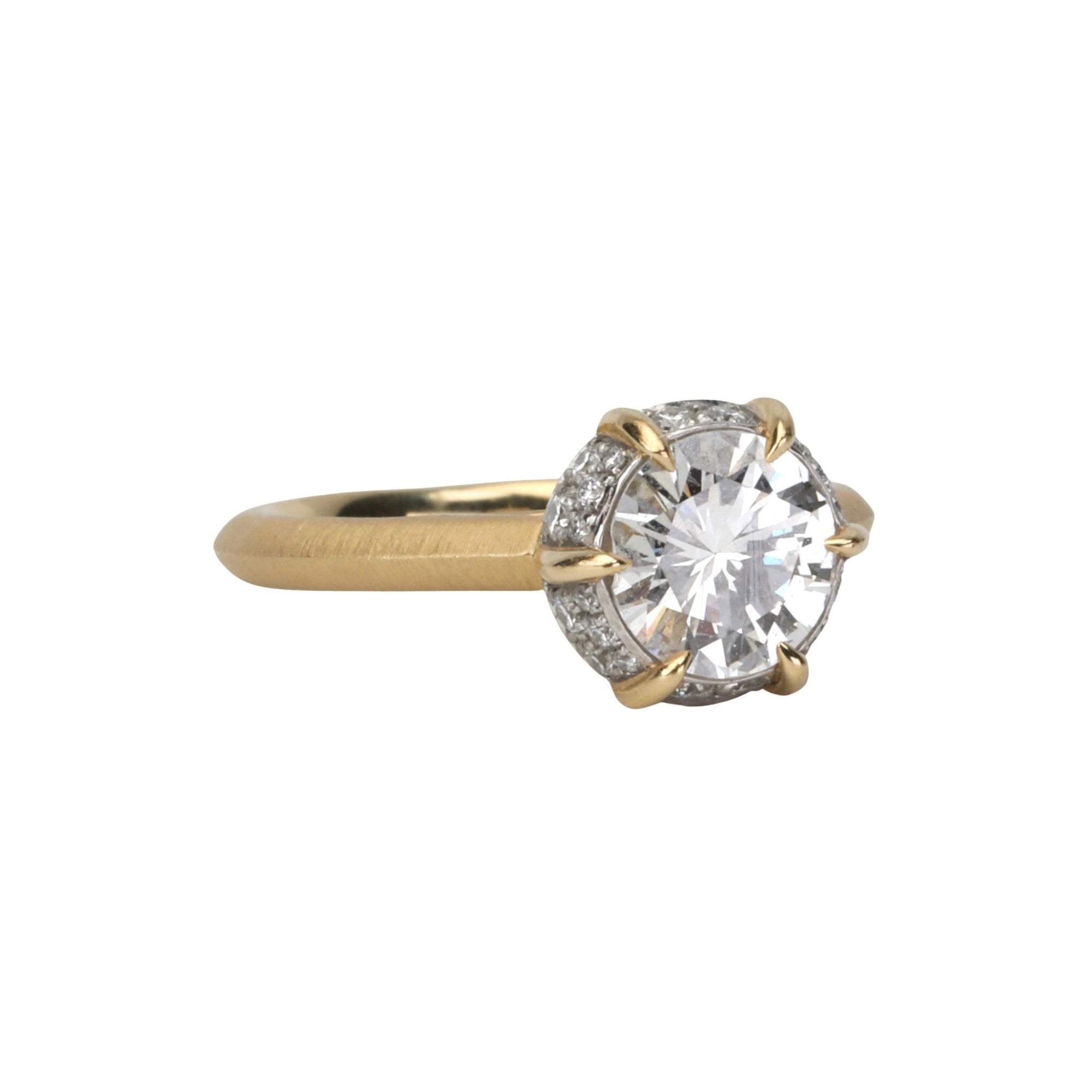 18K Gold & Platinum Scarlett Round Solitaire Ring Mount - Peridot Fine Jewelry - Jade Trau