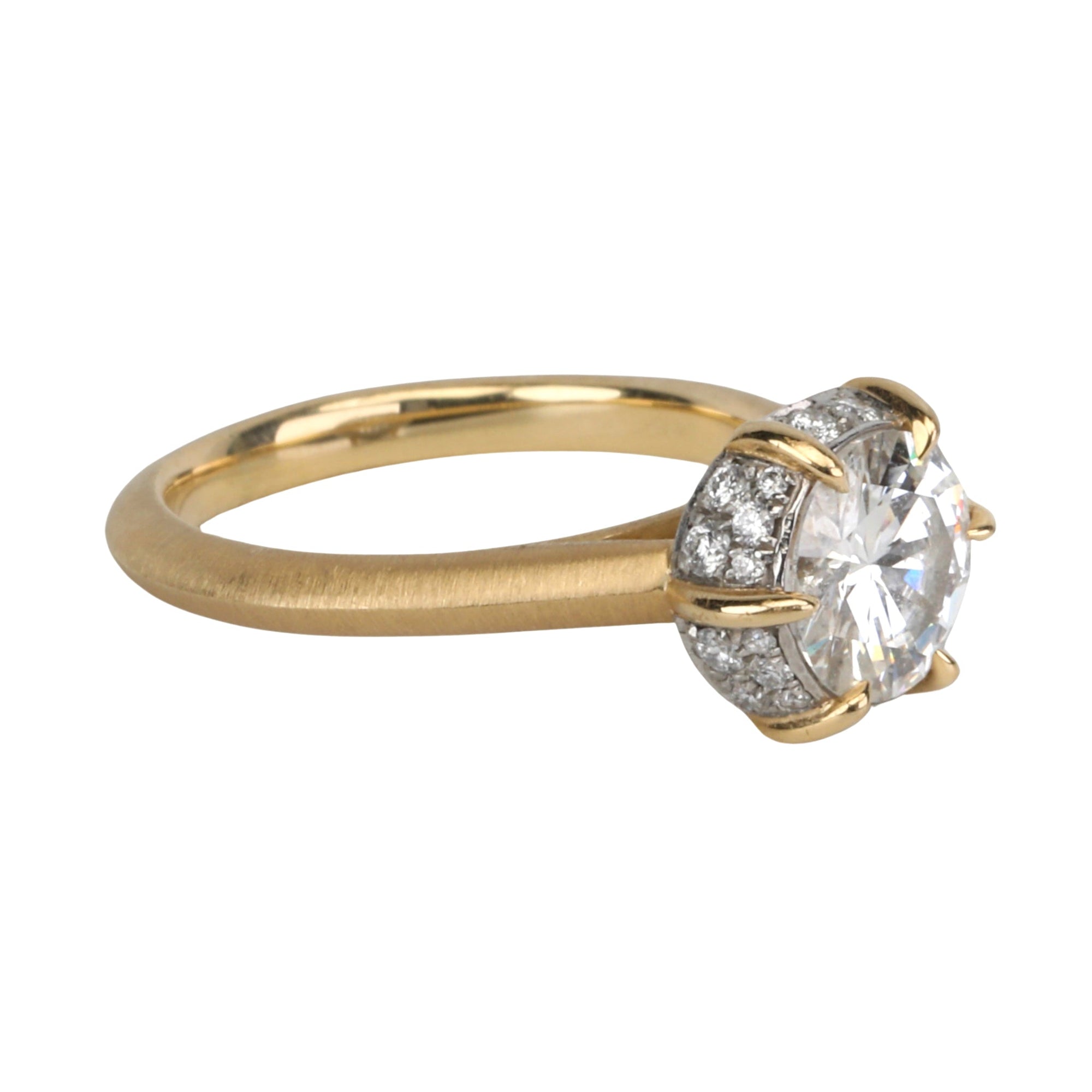 18K Gold &amp; Platinum Scarlett Round Solitaire Ring Mount - Peridot Fine Jewelry - Jade Trau