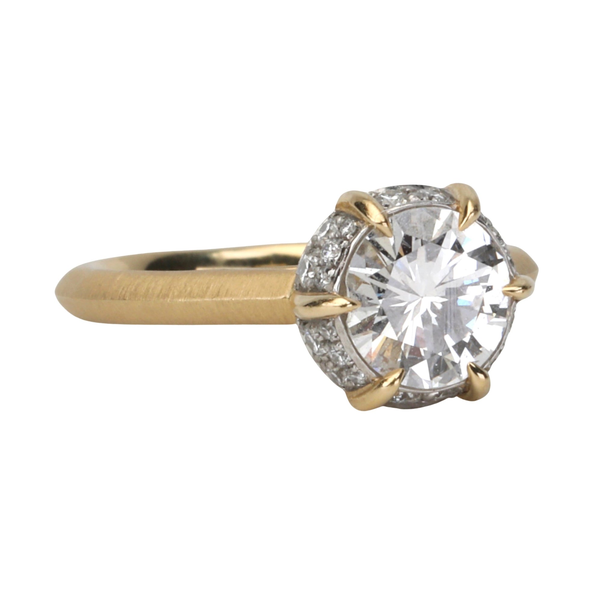 18K Gold & Platinum Scarlett Round Solitaire Ring Mount - Peridot Fine Jewelry - Jade Trau