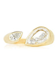 18K Gold "Plural" Open Ring with Pear - Shaped Diamond & Diamond "Shake" - Peridot Fine Jewelry - Moritz Glik